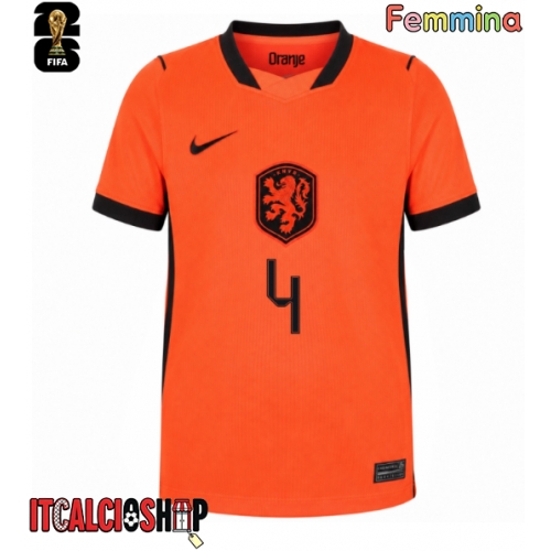 Paesi Bassi Virgil van Dijk #4 Prima Maglia Femmina Mondiali 2026 Manica Corta